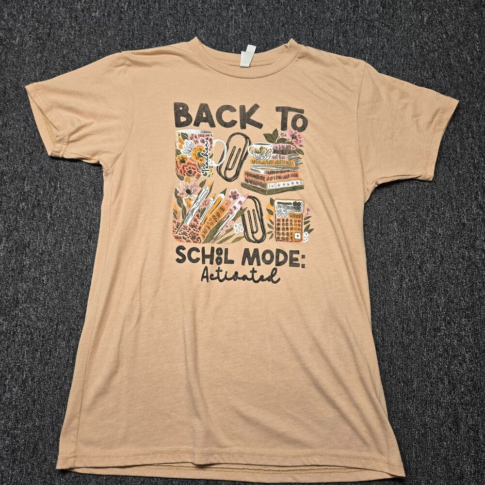 Love In Faith Women’s Medium T‑Shirt Beige Back to School Mode Teacher Christian